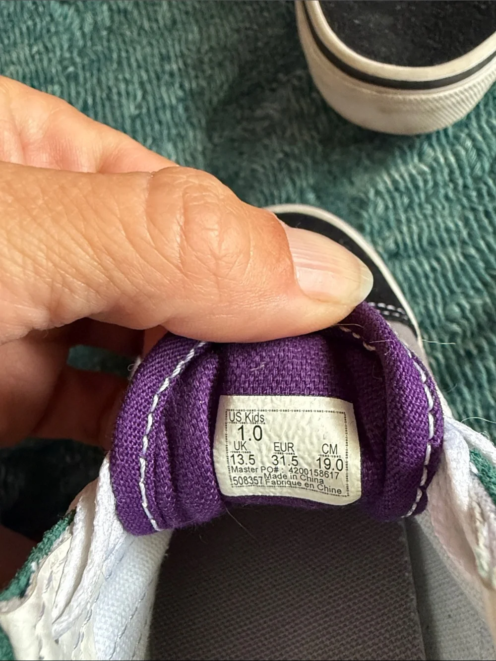 Vans Kids Low-Top Sneakers in Black, Purple & Green
